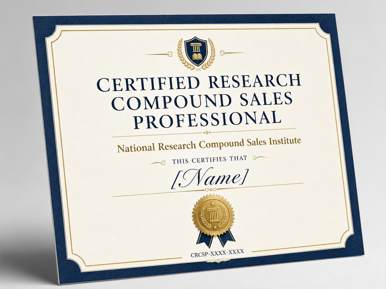 Mockup of the CRCSP certificate awarded by the National Research Compound Sales Institute